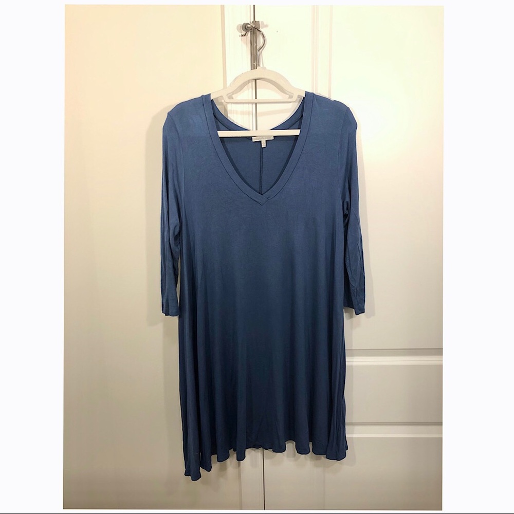 Steel Blue 3/4 Sleeve Dress